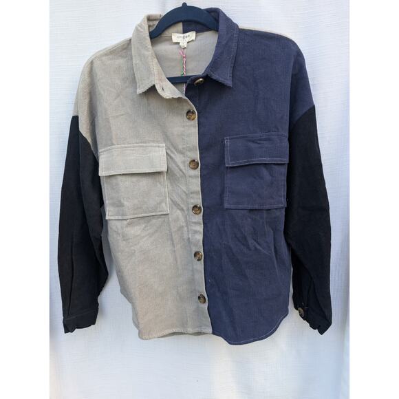 Gigi Laurent Umgee Women's Color Block Corduroy Button Down Jacket Sz Small NWT - Picture 2 of 6